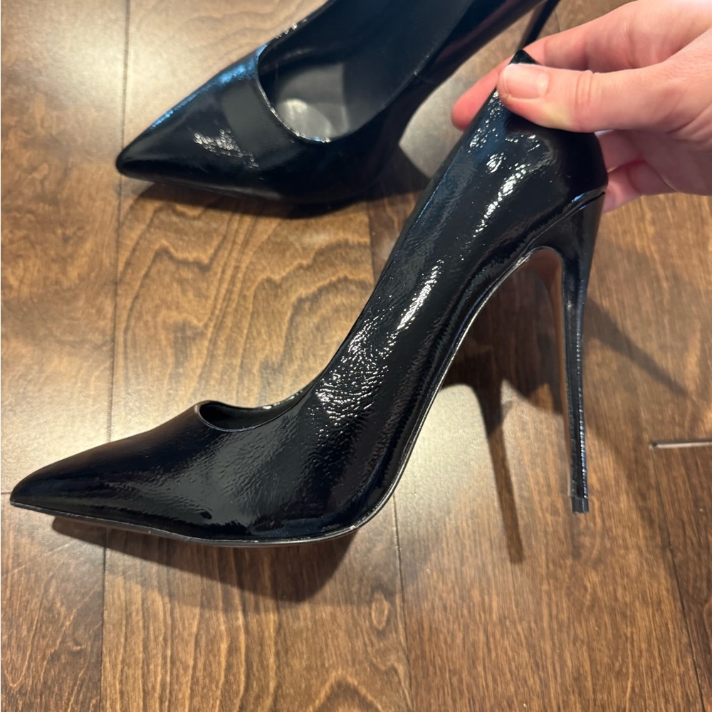 Black Patent Stiletto Pumps - Women